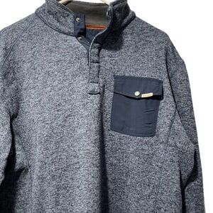 Woolrich‎ Mens Blue Heathered Knit Quarter Snap Pullover with Pocket